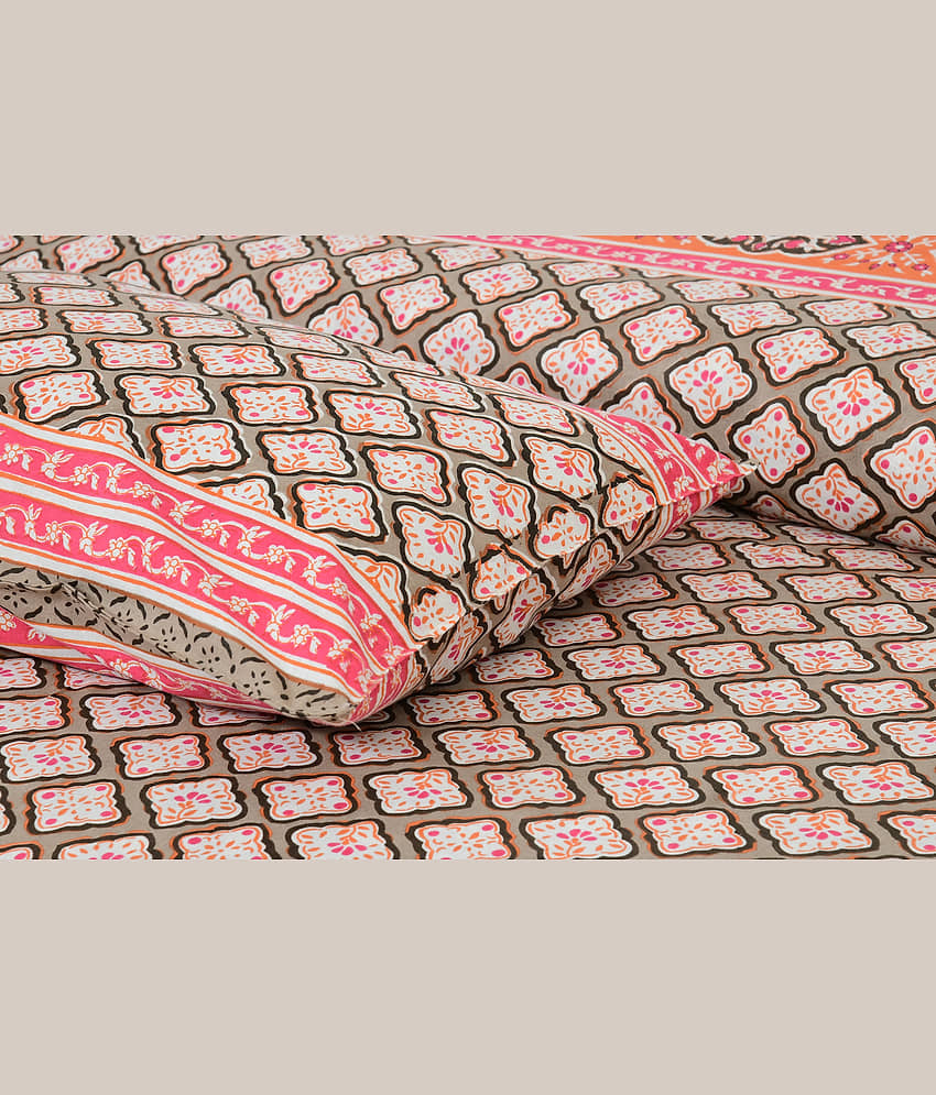 CLOTHORO Cotton 1 Double King Bedsheet with 2 Pillow Covers ( Multicolor ) view 2