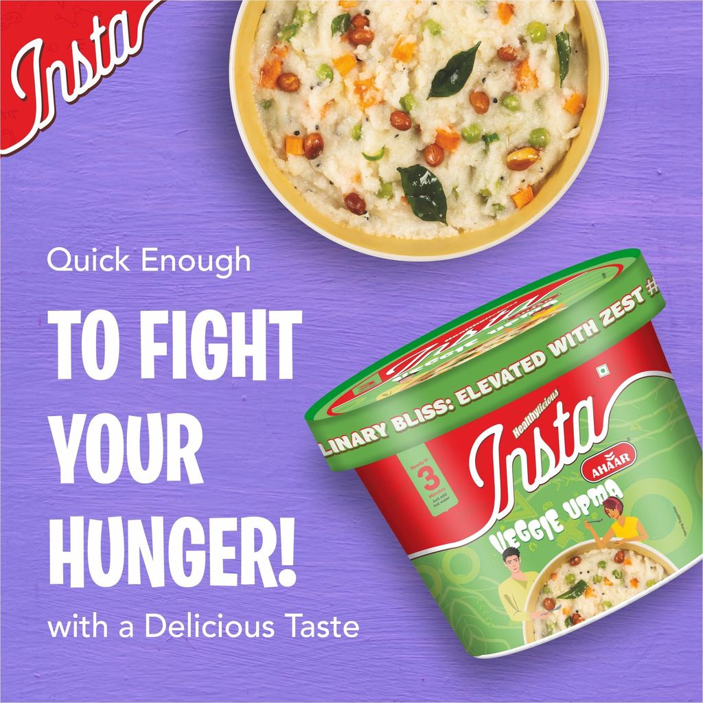 Insta Ahaar Veggie Upma - Cup 80g | Ready-to-Eat | Instant Snack view 2