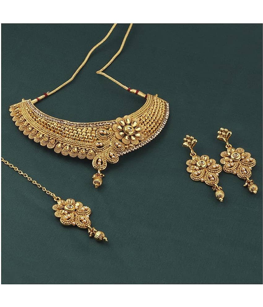 Silver Shine Alloy Golden Contemporary Contemporary/Fashion Antique Necklaces Set view 2