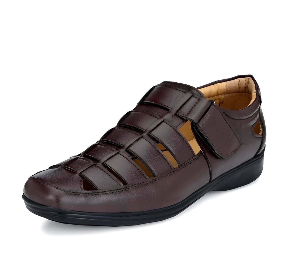 WUGO::Latest Trendy Men Faux Leather Sandals|Brown Outdoor Sandal For Men's & Boys (Free Home Delivery) view 2