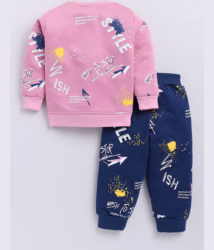 Mars Infiniti Pack of 1 Unisex Cotton Blend Sweatshirt & Trackpant Set ( Pink ) view 2