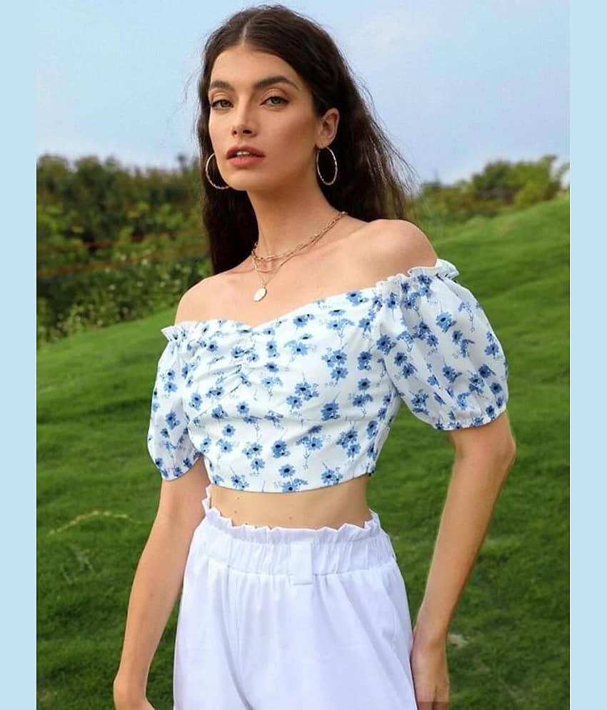 kotty Women's Crepe Crop Top ( Multicolor ) view 2