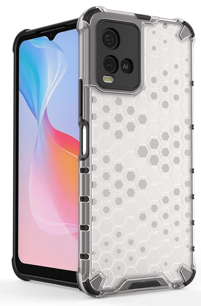 Faircost Hybrid Shockproof Back Cover for Vivo Y33s / Y21 / Y21t / Y21e / Y33t Hard Outside Soft Inside- (Polycabonate::Transparent) view 2