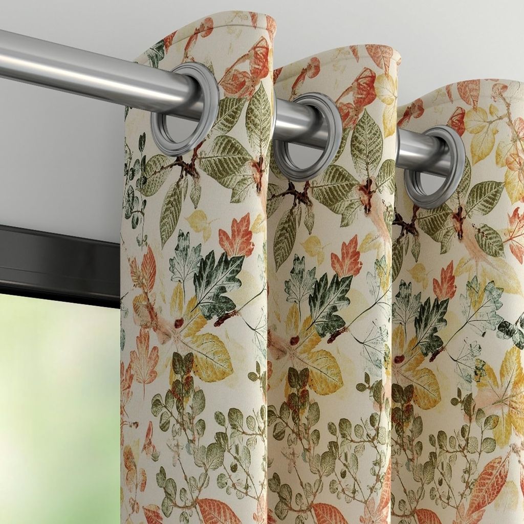 DDECOR - 100% PolyesterLeaves PatternDoor 7 Ft|135 CM X 225 CM| - Orange view 2