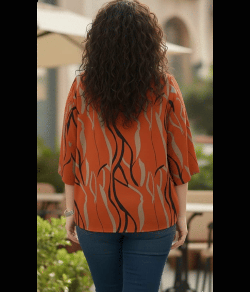 HF WARD Women's Cotton Regular Top ( Orange ) view 2