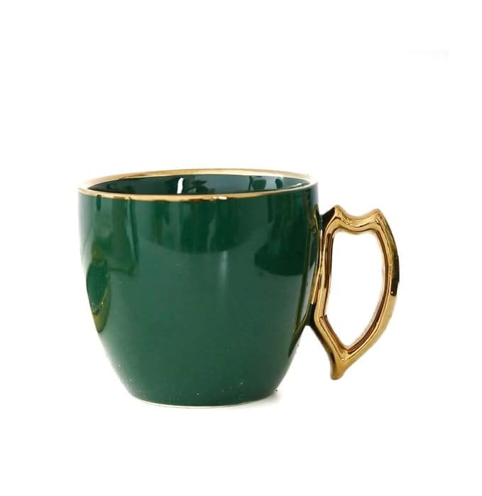 Royal Ceramic Retro Green Cup & Plate Set with Metal Spoon For Tea/Coffee view 2