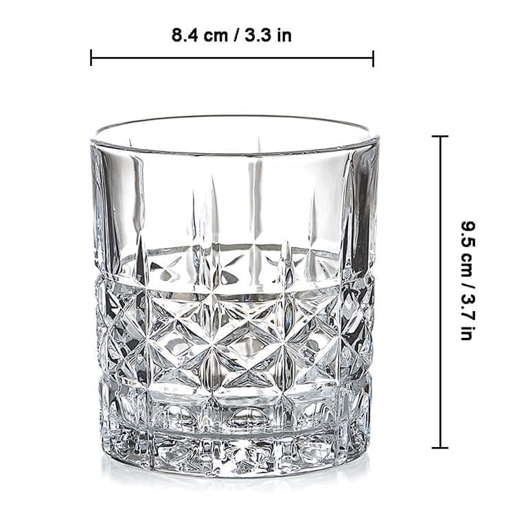 Old Fashioned Whiskey Glass | 300 ML | Transparent Vintage Cocktail Tumblers | Crystal Cut Barware Drinking Glasses for Whisky, Bourbon, Liquor, Wine, Cocktail Drinks | view 2