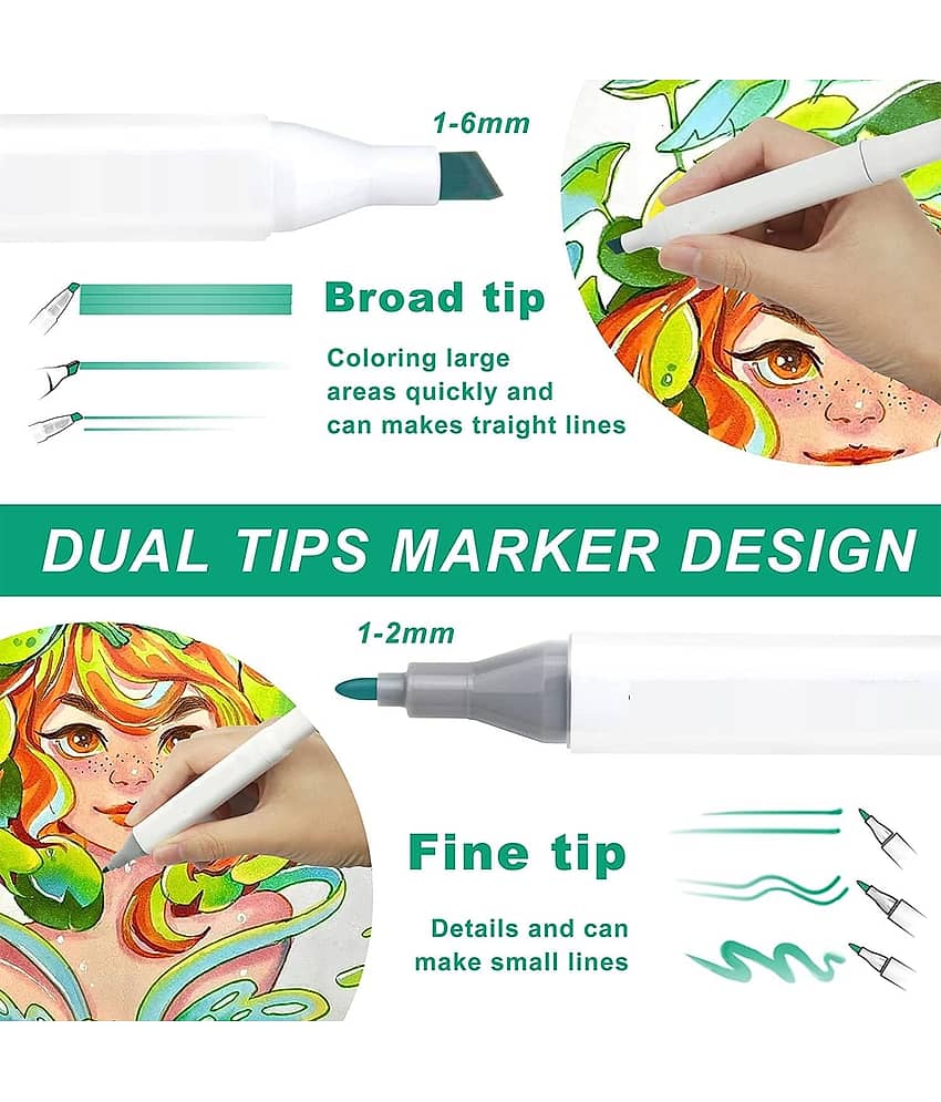 RAMDEV ENTERPRISE 24 Pcs Art Marker Assorted/Multicolour Pen Set Dual Tips Blender Drawing Permanent Sketch view 2