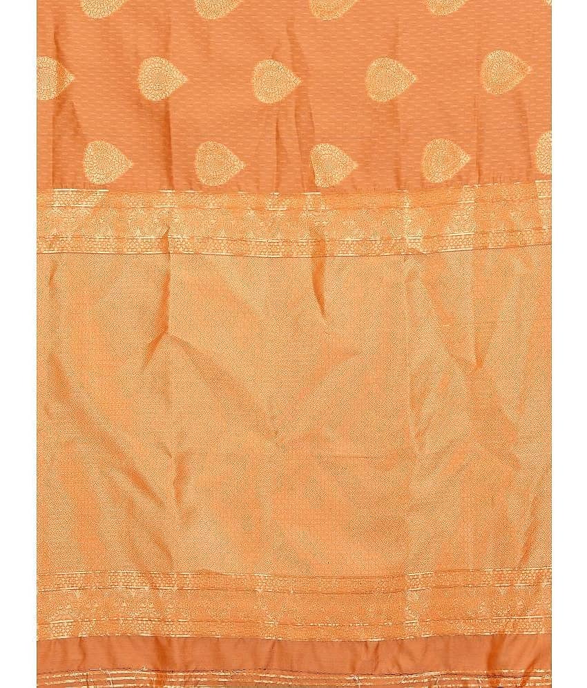 Om Shantam Sarees Banarasi Silk Embellished Saree With Unstitched Blouse Piece ( Pink ) view 2