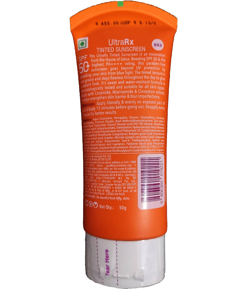 Lotus Herbals Safe sun Ultrarx tinted Sunscreen SPF 50+ SS2 50g, (Pack of 1) view 2