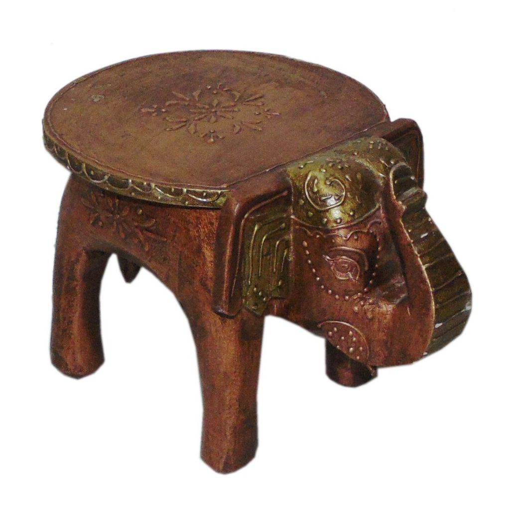 Kusum Art and Crafts Wooden Hand Painted Rajasthani Elephant Stool with Natural Finish (8x10x8, Multicolor-H) view 2