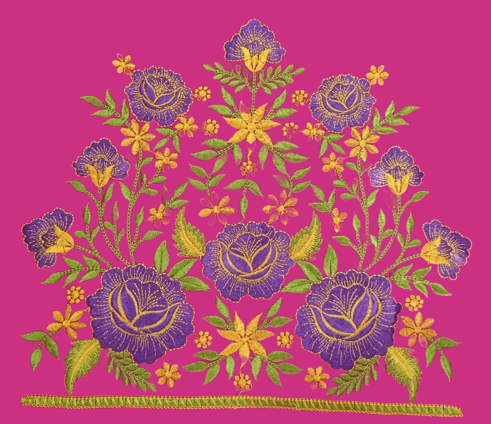 Embroidered Floral Applique Neckline Blouse Design view 2