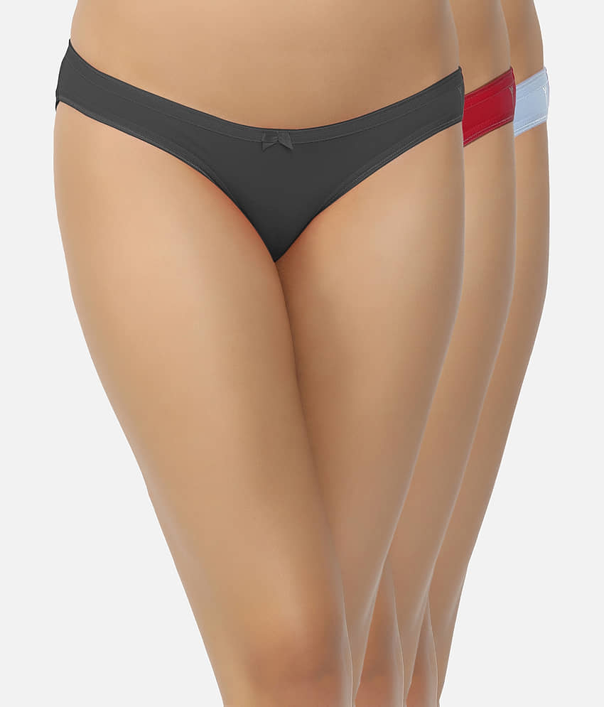 shyygl Pack of 3 Cotton Lycra Solid Women's Bikini ( Multicolor ) Women's panties