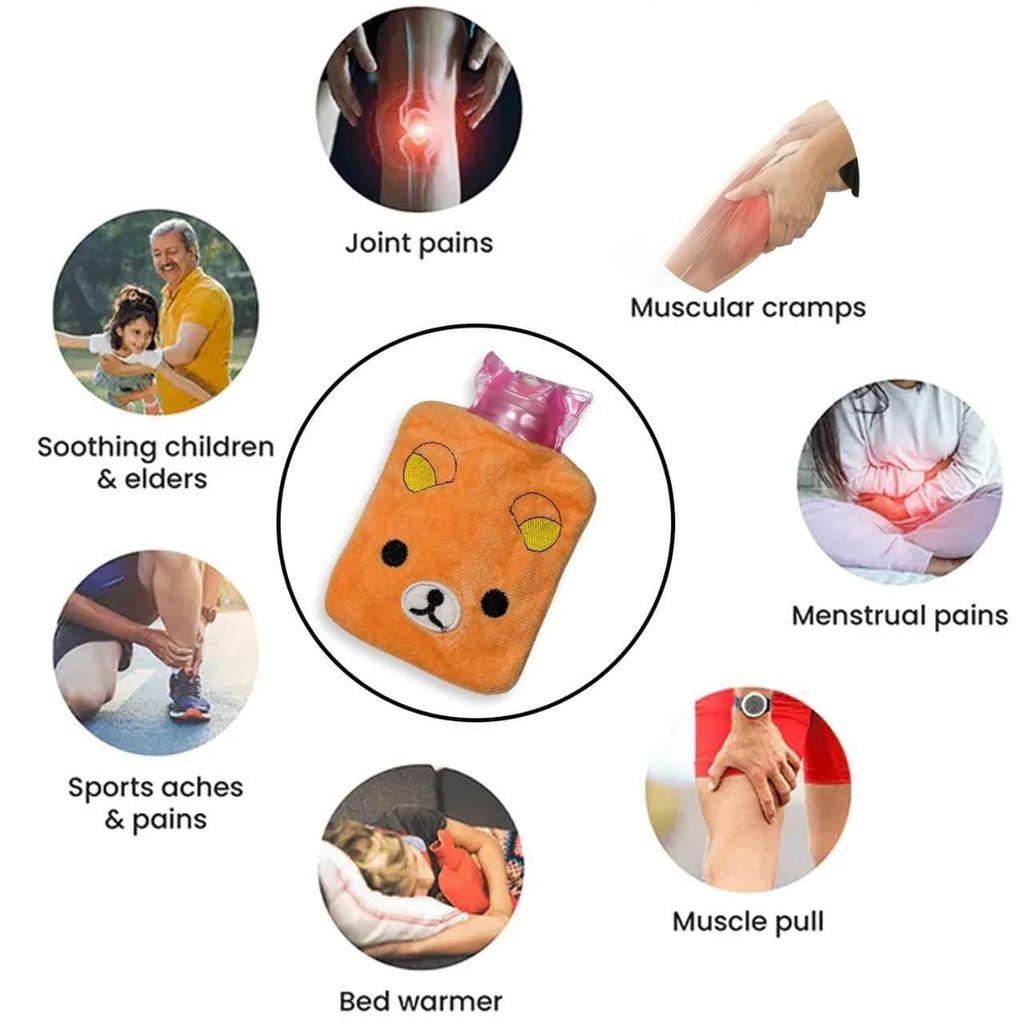 Store4hope Orange Panda small Hot Water Bag with Cover for Pain Relief, Neck, Shoulder Pain and Hand, Feet Warmer, Menstrual Cramps. view 2