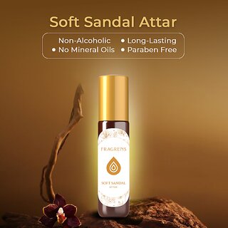Fragrens Soft Sandal Attar Classic Indian Fragrance Pure Sandalwood Perfume Oil Alcohol Free for Men Women (10ml) view 2