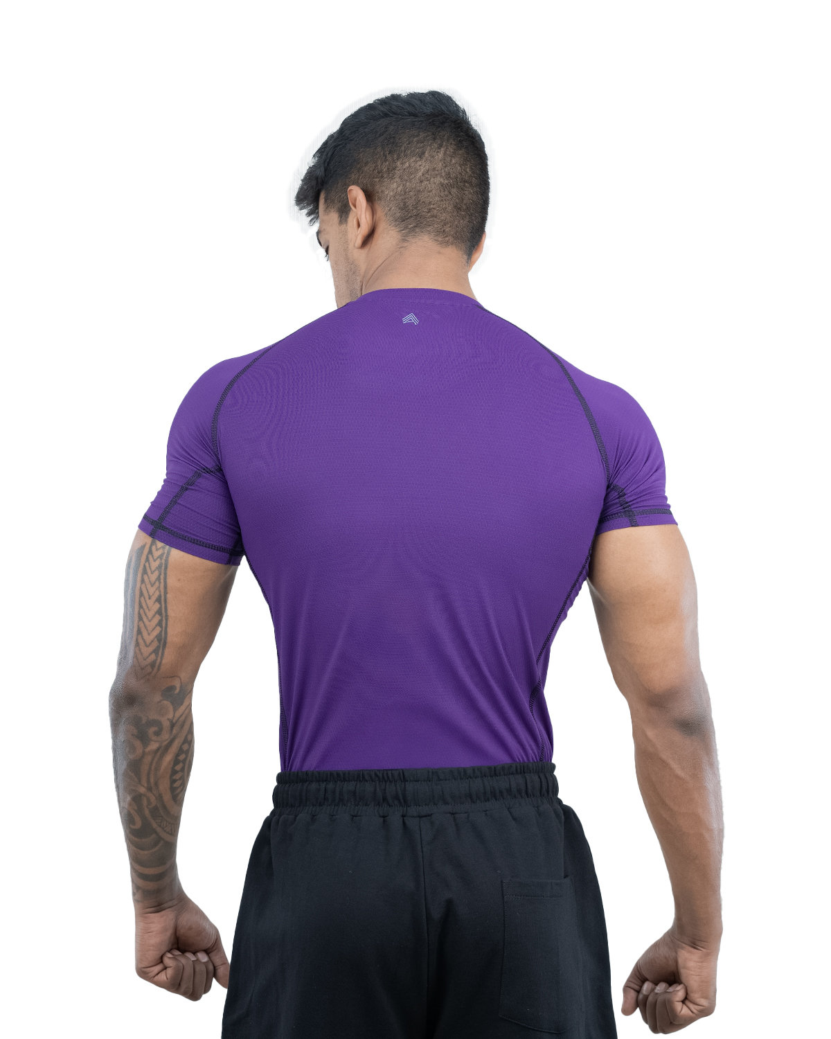 Athflex Men’s Muscle Fit Half Sleeve Textured Compression T-Shirt – Quick Dry, Textured Fabric,Superhero Look ,Stretchable Sportswear for Workout,Fitness & GYM - purple/M view 2