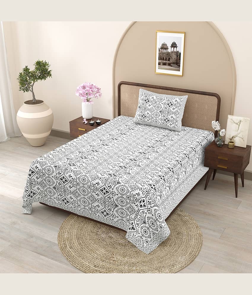 Shubastik Cotton 1 Single Bedsheet with 1 Pillow Cover ( Black )