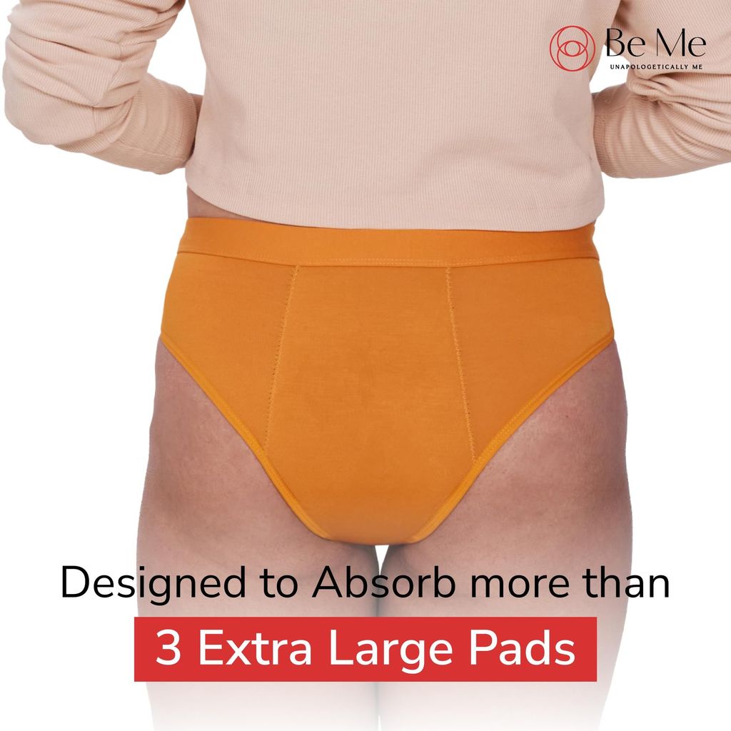 Be Me Period Panties for Women|Pack of 1|Mid Brief|Strong Leak Protection, Durable Design Underwear|Oeko-TEX, FDA Approved|Holds More Than 3 XL Pads view 2
