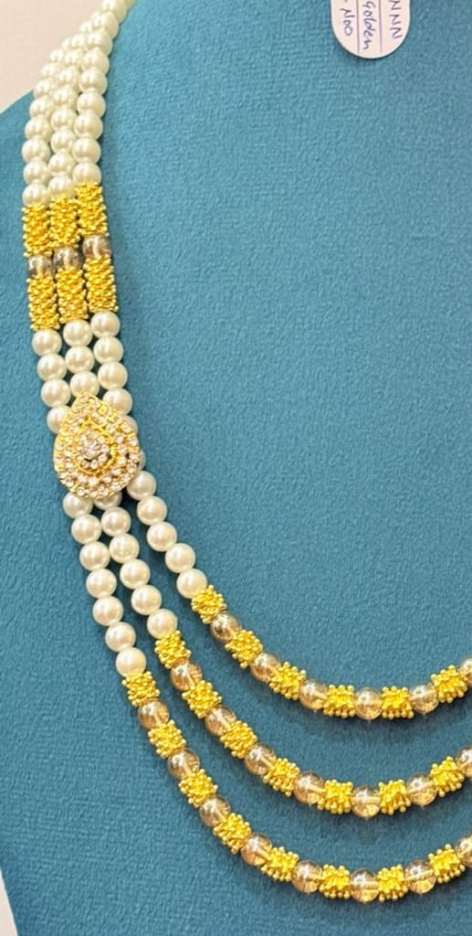 heavy look barati pearl haar for sherwani style view 2