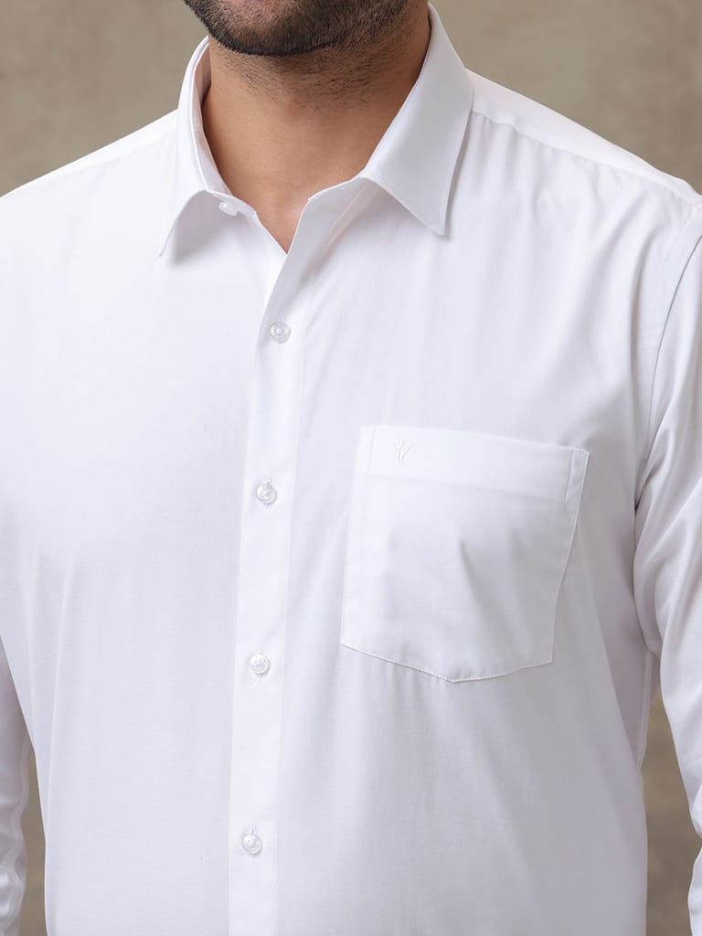 Mens Cotton White Shirt Half Sleeves Luxury Cotton view 2