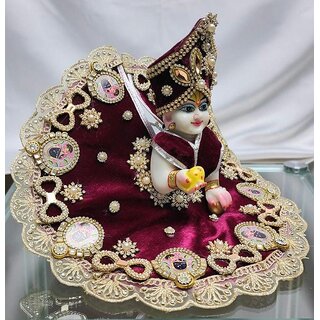 Maroon Festive Dress with Turban for Laddu Gopal Ji view 2