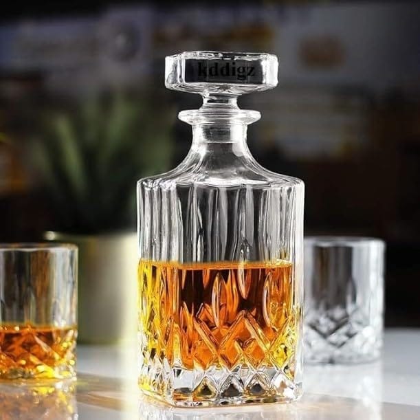 Modern Crystal Clear bar Set 1 Decanter Bottle(800ml) with 6 Whiskey Glasses(300ml) Perfect for Scotch, Bourbon, Wine, Vodka, Cocktail, Tequila, Rum view 2