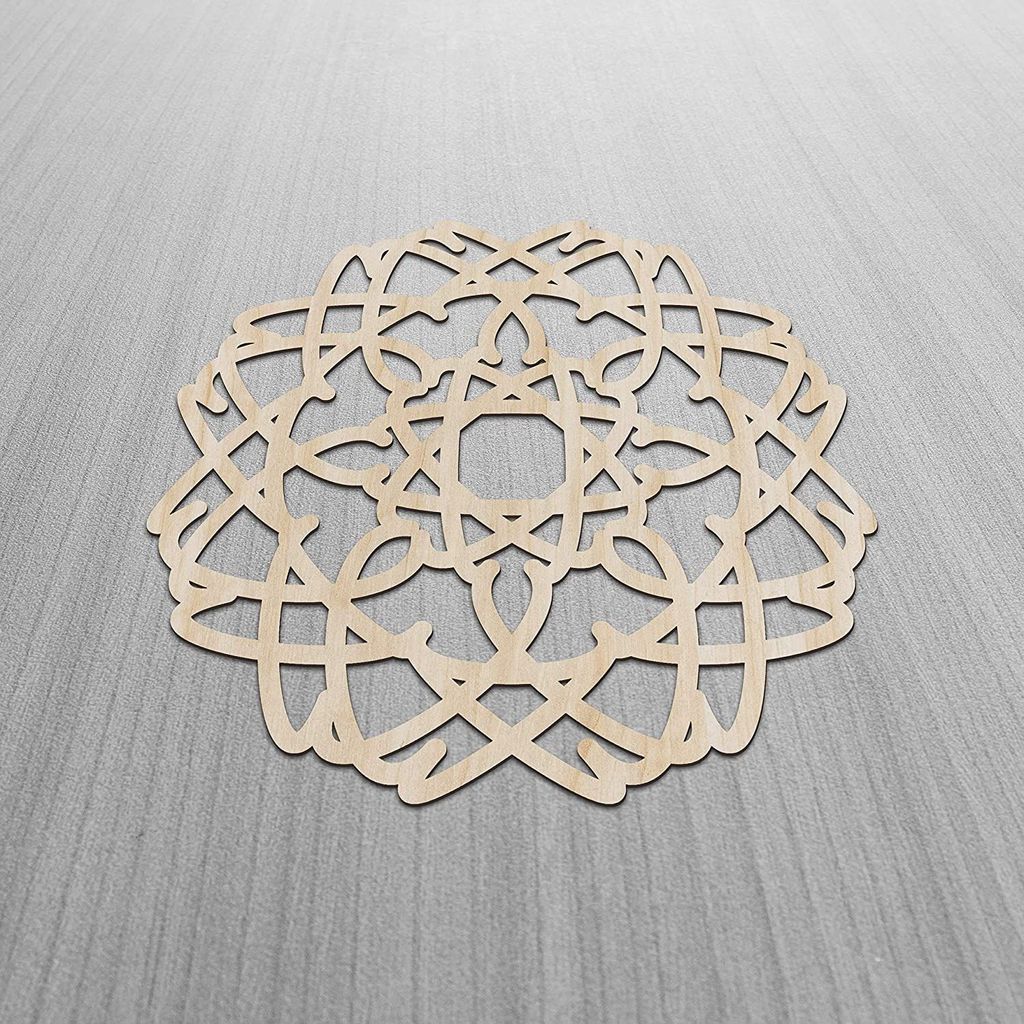 Haoser Mandala Wooden Wall Art, Whirl Look Lattice Abstarct Geometric, Birch Wood Plywood Rustic Wall Art Accent for Hallway Bedroom Living Room Cafes and Offices (Mandala Design-20_30CM) view 2
