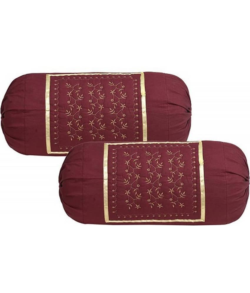 MAHALUXMI COLLECTION Pack of 4 Maroon Pillow Cover view 2