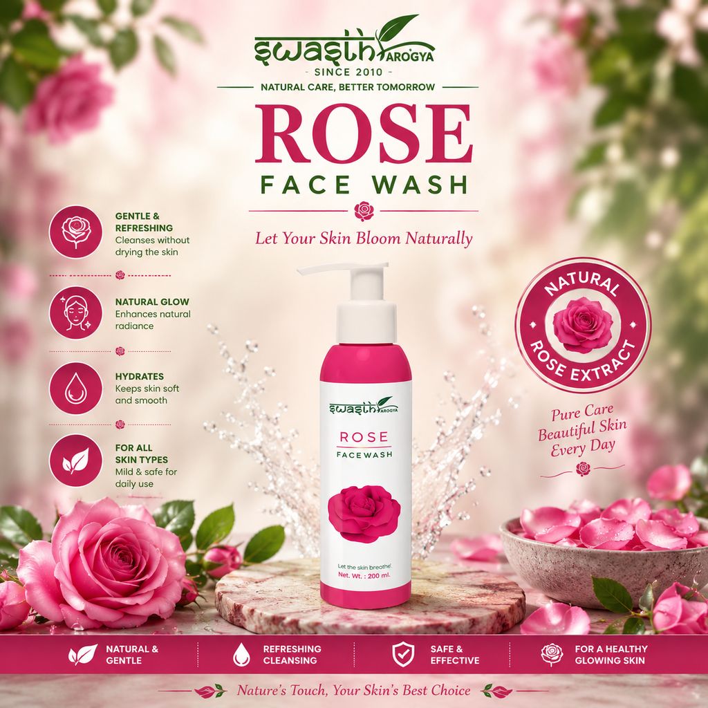 Swasth Arogya Rose Face Wash || Remove Oil & Dirt || Anti-Inflammatory || Face Cleanser || Pack Of 1 Bottle Pure Natural Rose Face Wash (200ml.) view 2
