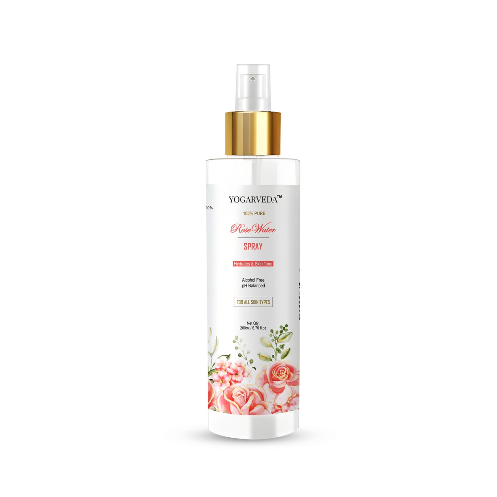 YOGARVEDA 100% Pure Rose Water Spray 200 ml | Alcohol-Free | pH Balanced Men & Women (200 ml) Pack of 3 view 2