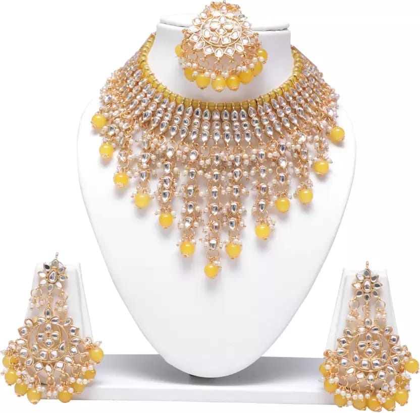 Swarajshop Alloy Gold-plated Yellow Jewel Set (Pack of 1)