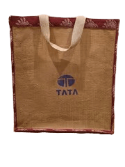 Large jute bag with red border