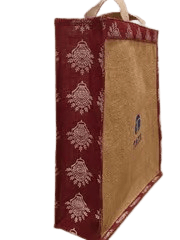 Large jute bag with red border view 2