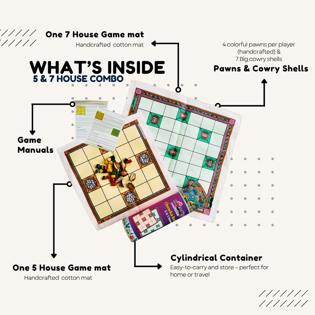 Classic Chowka Bara (5 & 7 Houses) Board Game (pack of 2) view 2