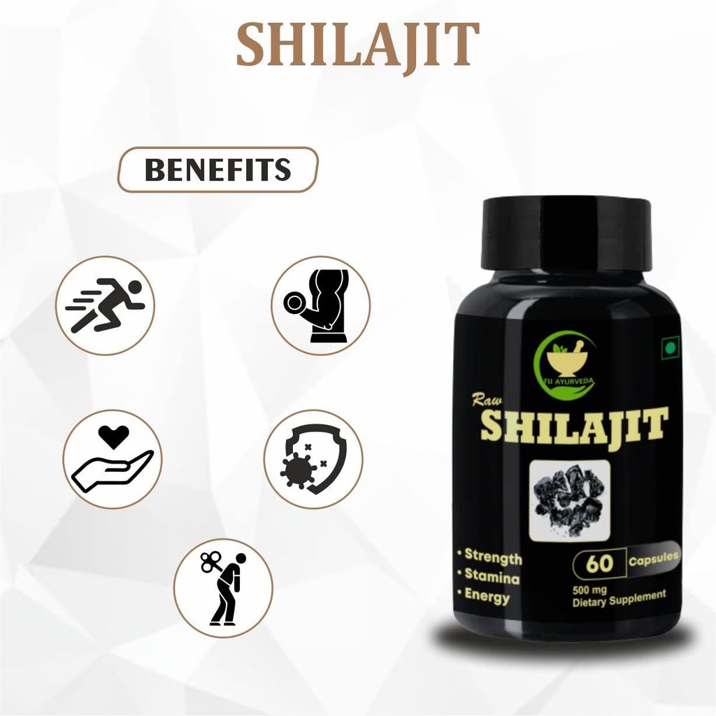 FIJ AYURVEDA Raw Shilajit/Shilajeet Capsule Supports Stamina & Streanght for Men & Women - 500mg 60 Capsules (Pack of 2) view 2