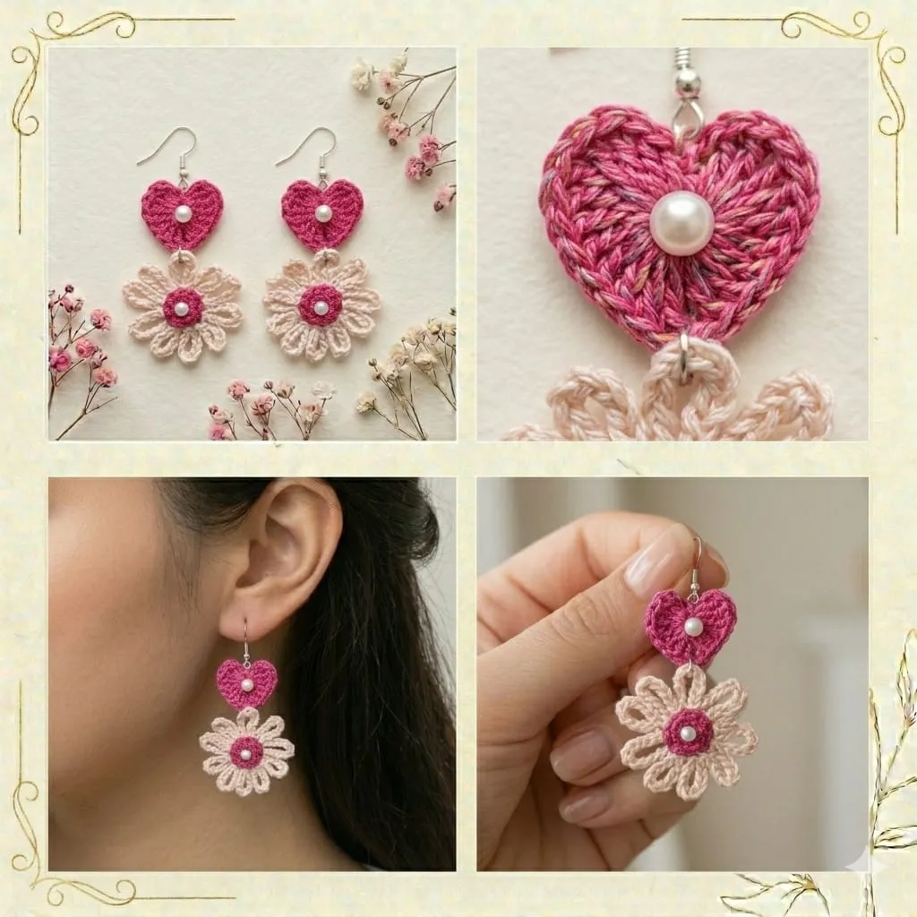 Heart flower earring