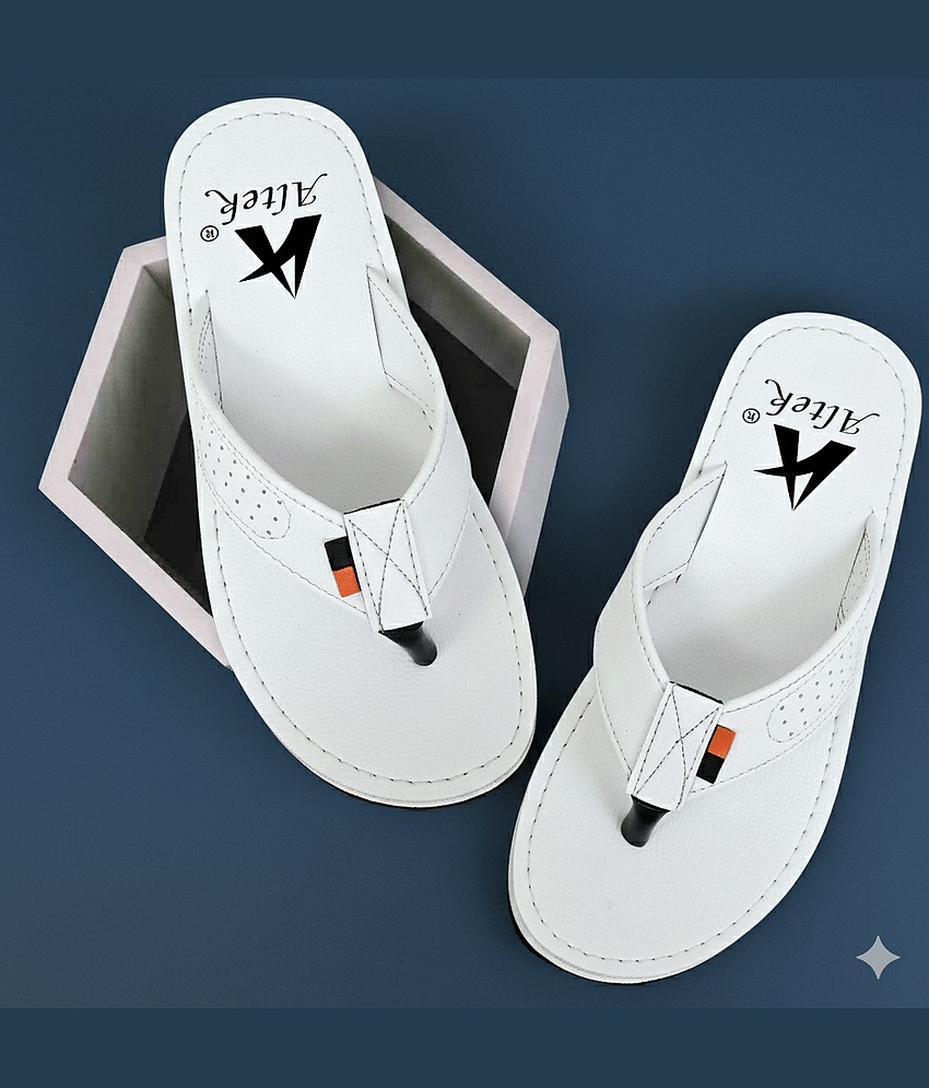 Altek White Men's Thong Flip Flop view 2