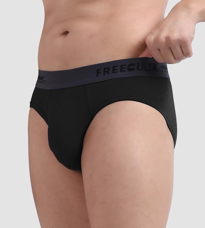 FREECULTR Men's Underwear Anti Bacterial Micromodal Airsoft Brief - Non Itch No Chaffing Sweat Proof Pack of 1-Pot Black view 2
