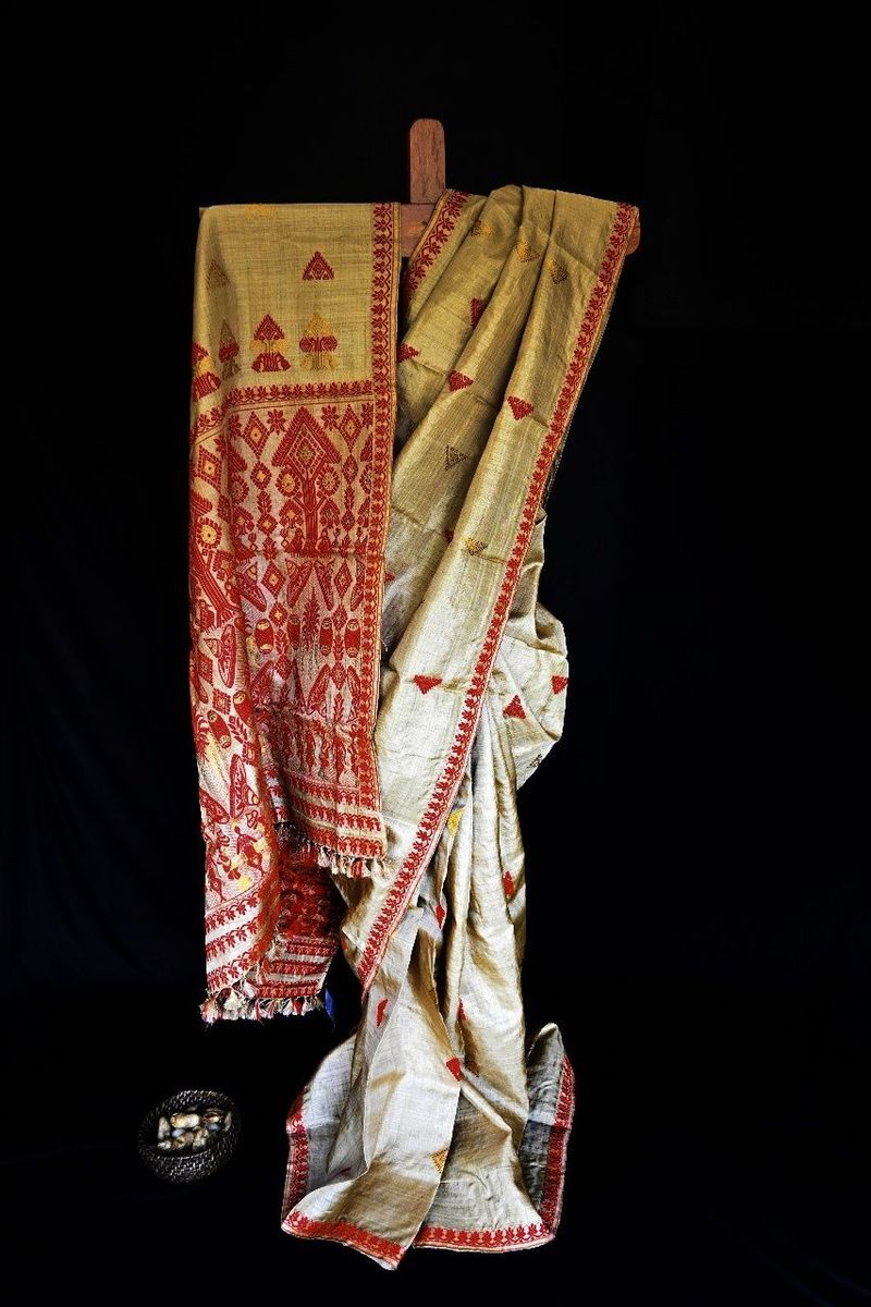 Assamese Muga Silk Saree view 2