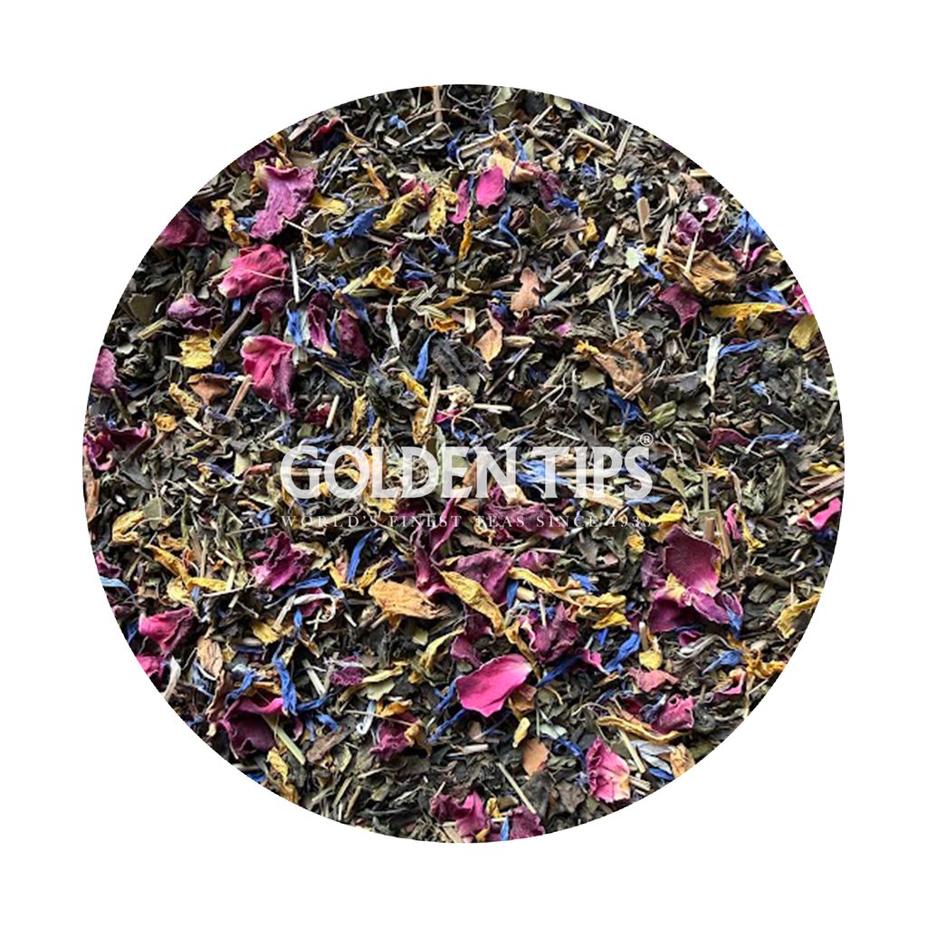 Golden Tips Himamrit® Floral Herbal Infusion with Green Tea Himalayan Herbal Blend with Rose, Blue Cornflower & Marigold, Light, Refreshing & Aromatic Tea, 50g view 2