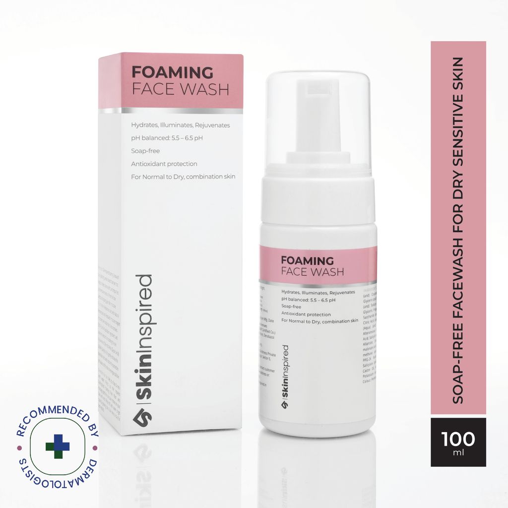 SkinInspired Foaming Face Wash For Deep Cleansing/Facewash for Glowing Skin/Daily-Use Face Cleanser for Women & Men/Natural Foaming Face Wash for Normal to Dry & Combination Skin (100 ml)
