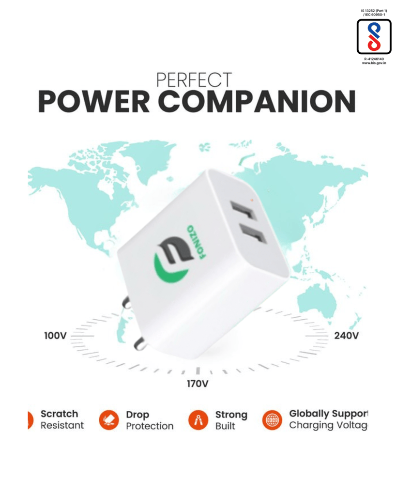 FONIZO Universal Dual Port Power Companion Charger - Global Voltage Support view 2
