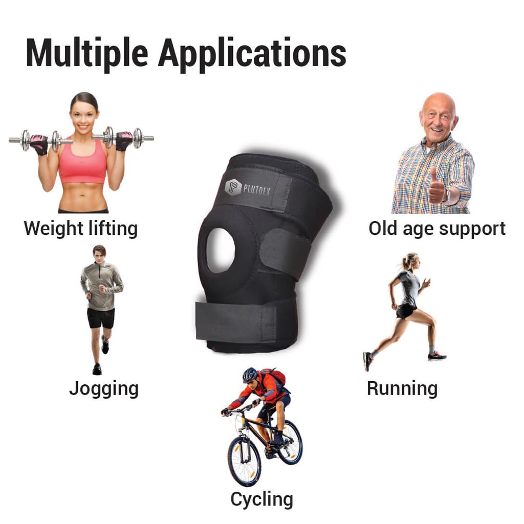 Plutoex Knee Cap Support Brace, Open Patella Stablizer with Adjustable Strapping & Extra Thick Breathable Sleeve_1 Pc view 2