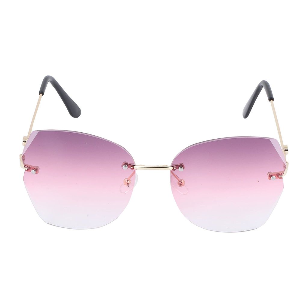 4Flaunt Rimless Stylish, Latest & Trending Vintage Oval Gradient Sunglasses For Women | 100% UV400 Protected (C3 - Violet) view 2