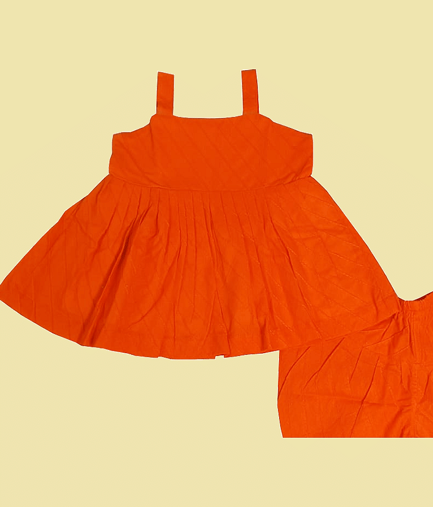 harshvardhanmart.com Pack of 1 Baby Girls Cotton Kurta & Dhoti ( Orange ) view 2