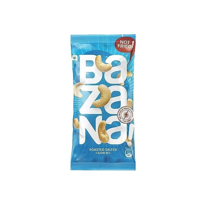 Bazana Roasted Salted Cashews | Nutritious Snack with Essential Nutrients | Perfectly Roasted for Satisfying Crunch | Versatile Snacking Experience | Portion-Controlled Packs, 18g (Pack of 15)