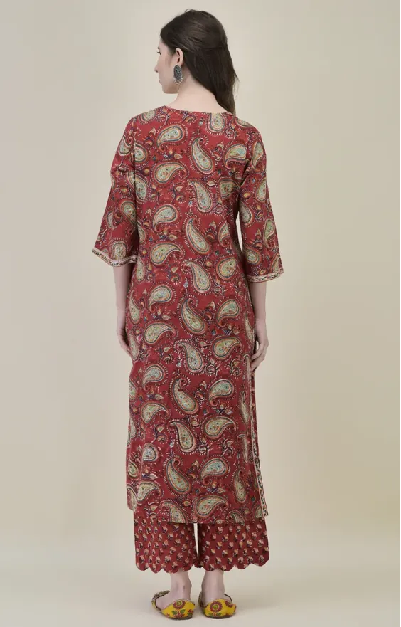 Red Paisley Straight Suit view 2