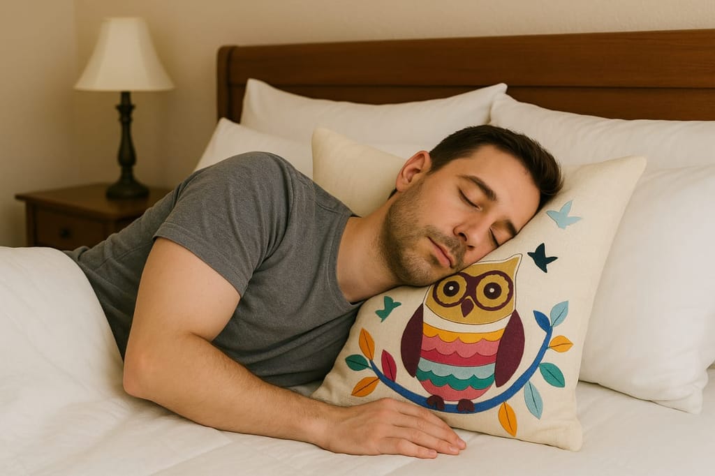 Whimsical Owl Decorative Pillow for Bedroom view 2