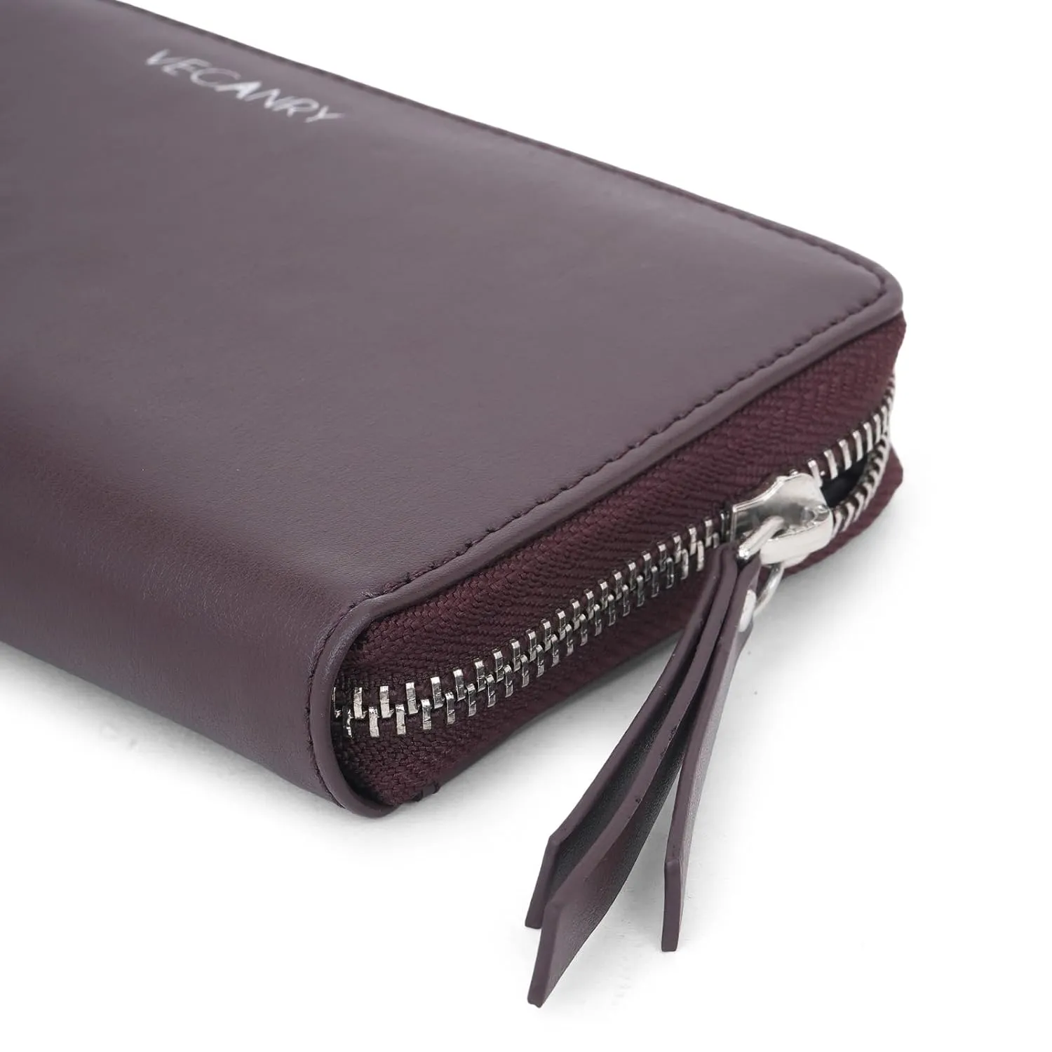 Vegan Leather Wallet for Women, Zip Closure, Durable, Lightweight, Soft, Minimalist Theme (Coffee) view 2