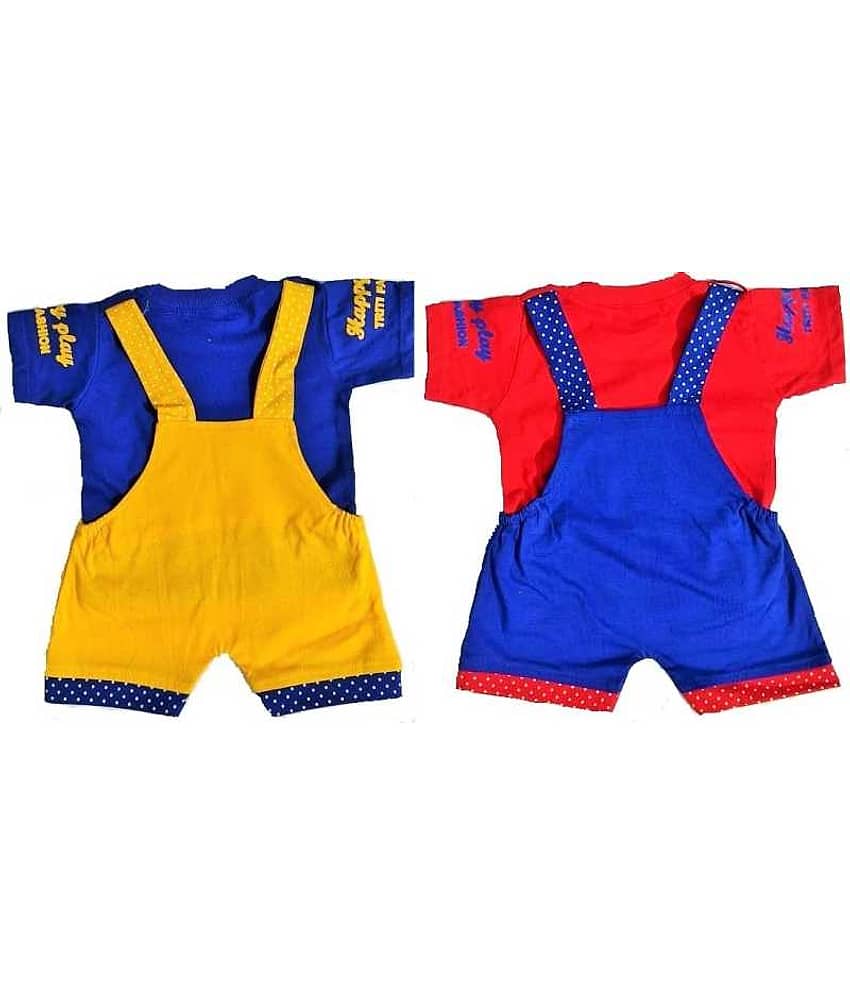 TRITI Pack of 2 Unisex for Baby Cotton Blend Dungaree Sets ( Multi ) view 2